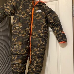 Nike Green Camo Insulated One-Piece with Orange Trim